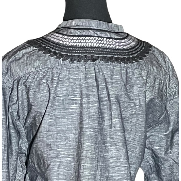 ROBERTO CAVALLI cotton linen embroidery long sleeve tunic blouse very gd cond XL - Picture 6 of 8